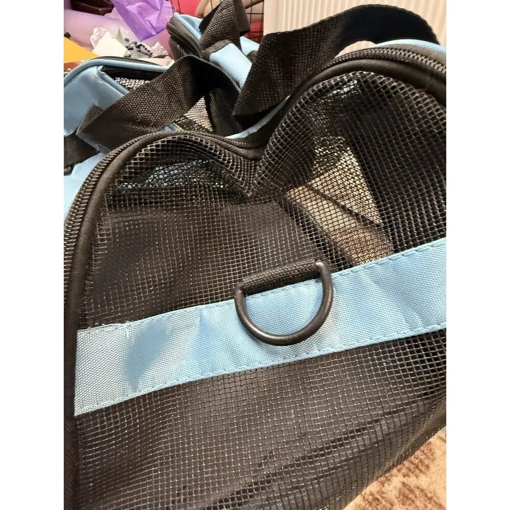 Pet Cat Carrier Airline Approved Soft-Sided Portable Small Blue Bag